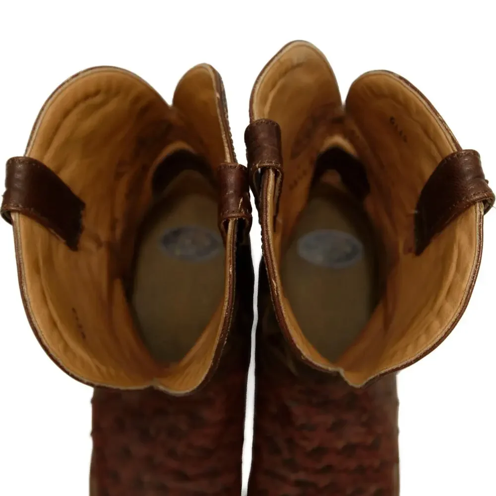 El Dorado Handmade Full Quill Ostrich Broad Square Toe Stockman Cowboy Boots 12